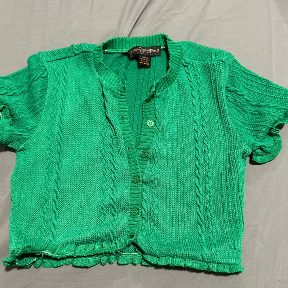 Green Button Up Top